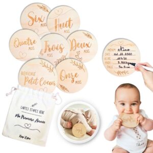 Cartes Étapes Bébé en Bois – 12 Mois