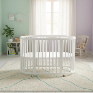 Lit Bébé Convertible 4-en-1 en Bois Massif